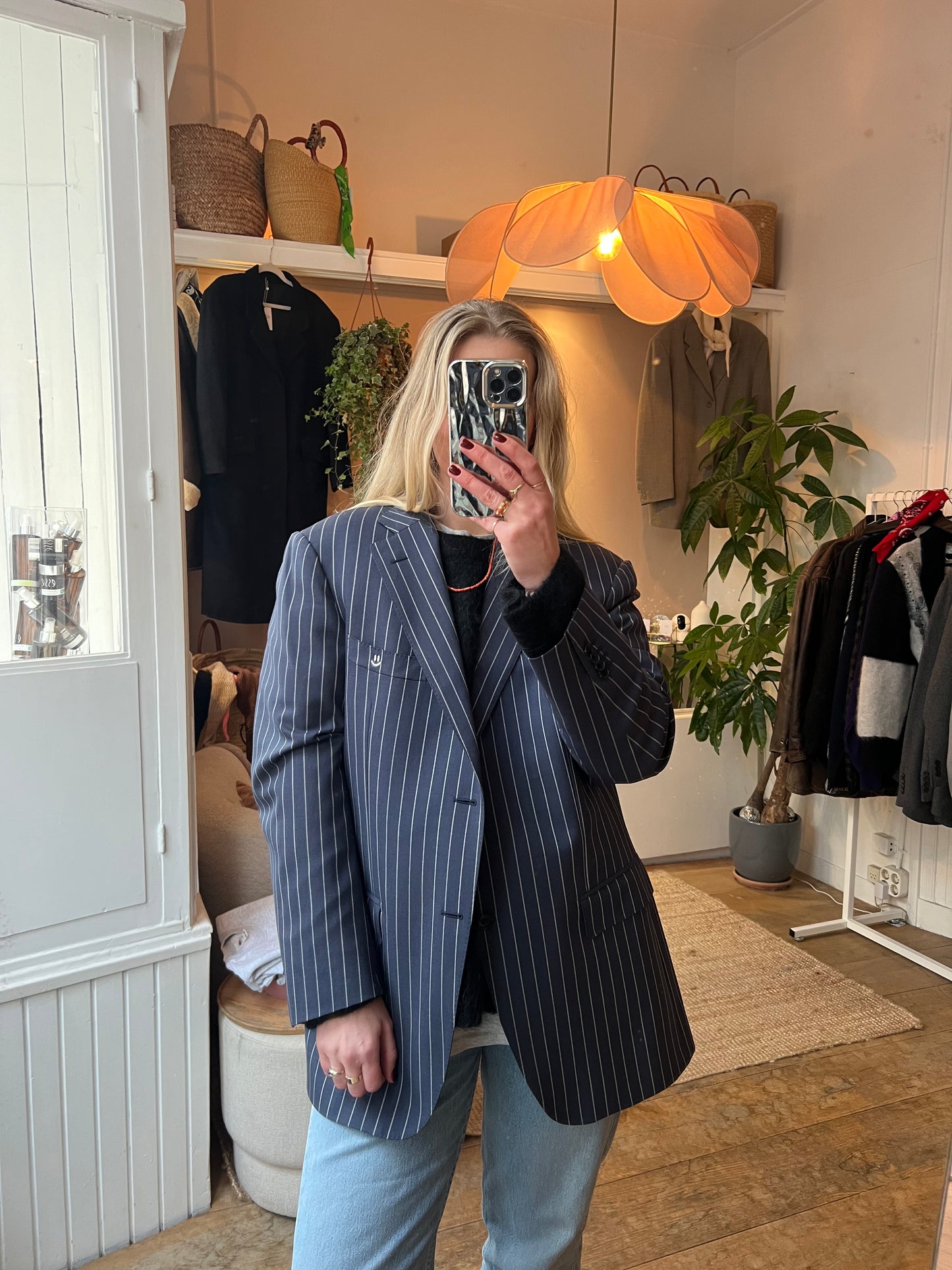 Vintage oversized blazer gestreept