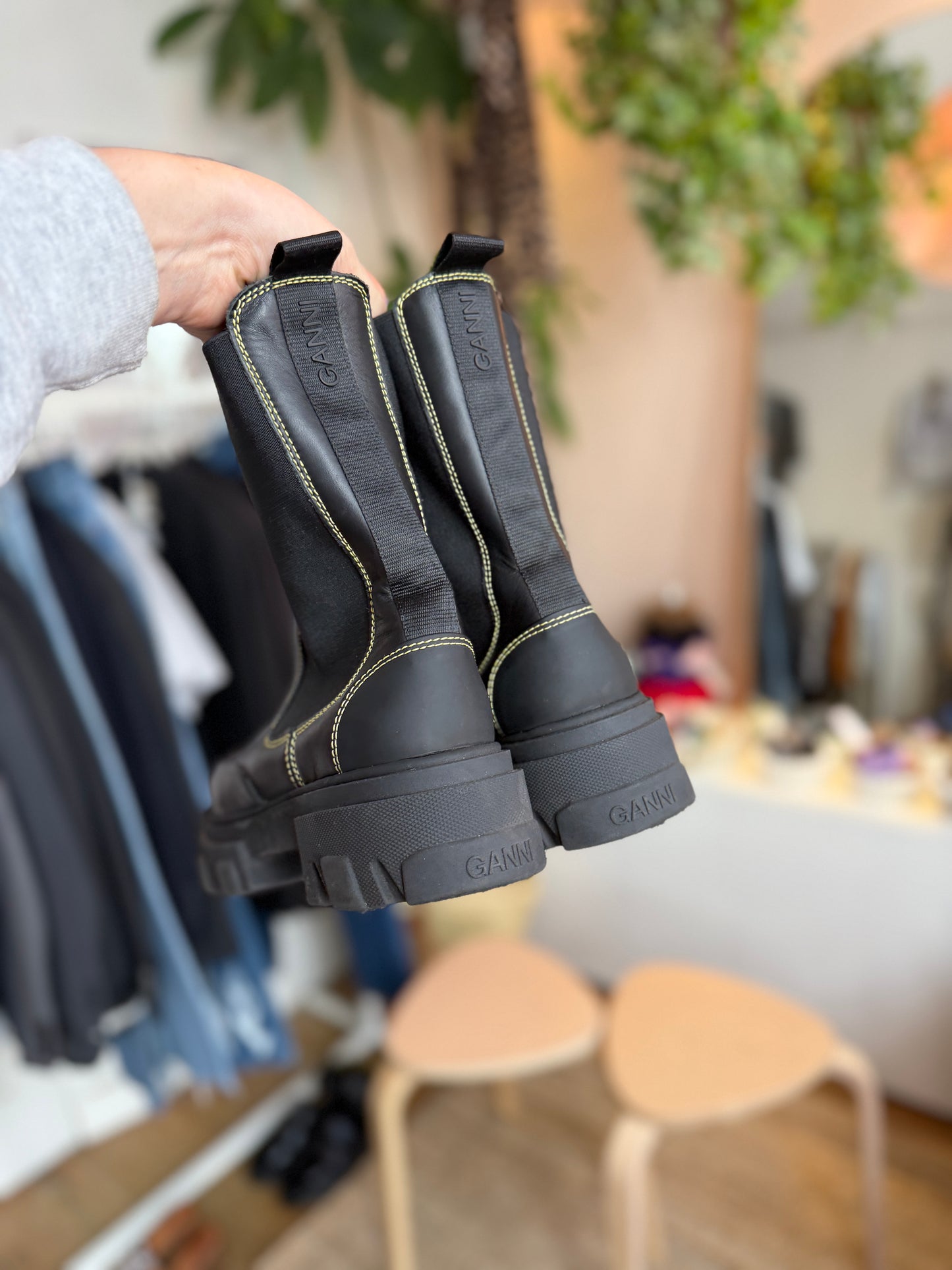 Ganni Chelsea boots black