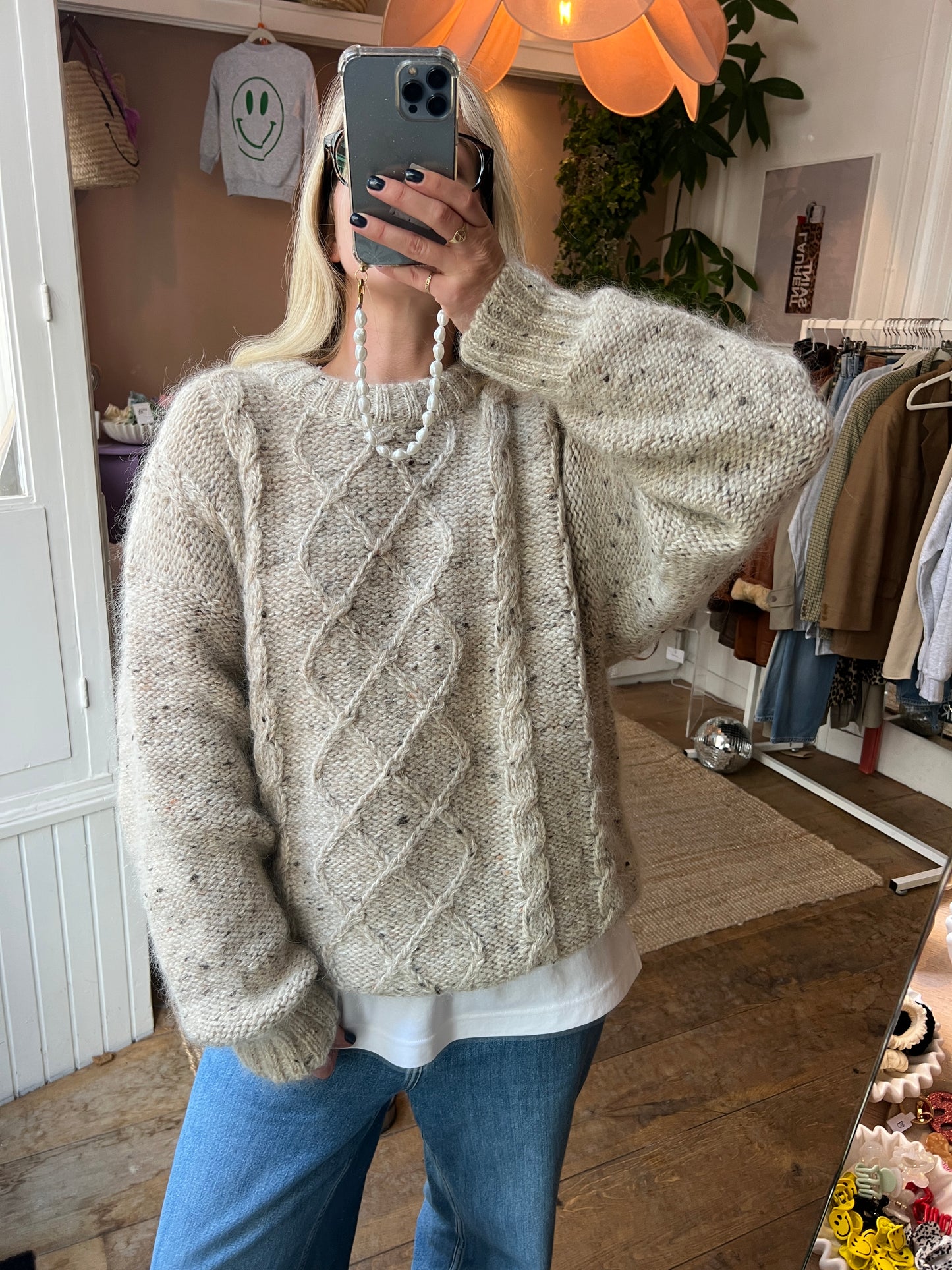 100% wollen trui crème