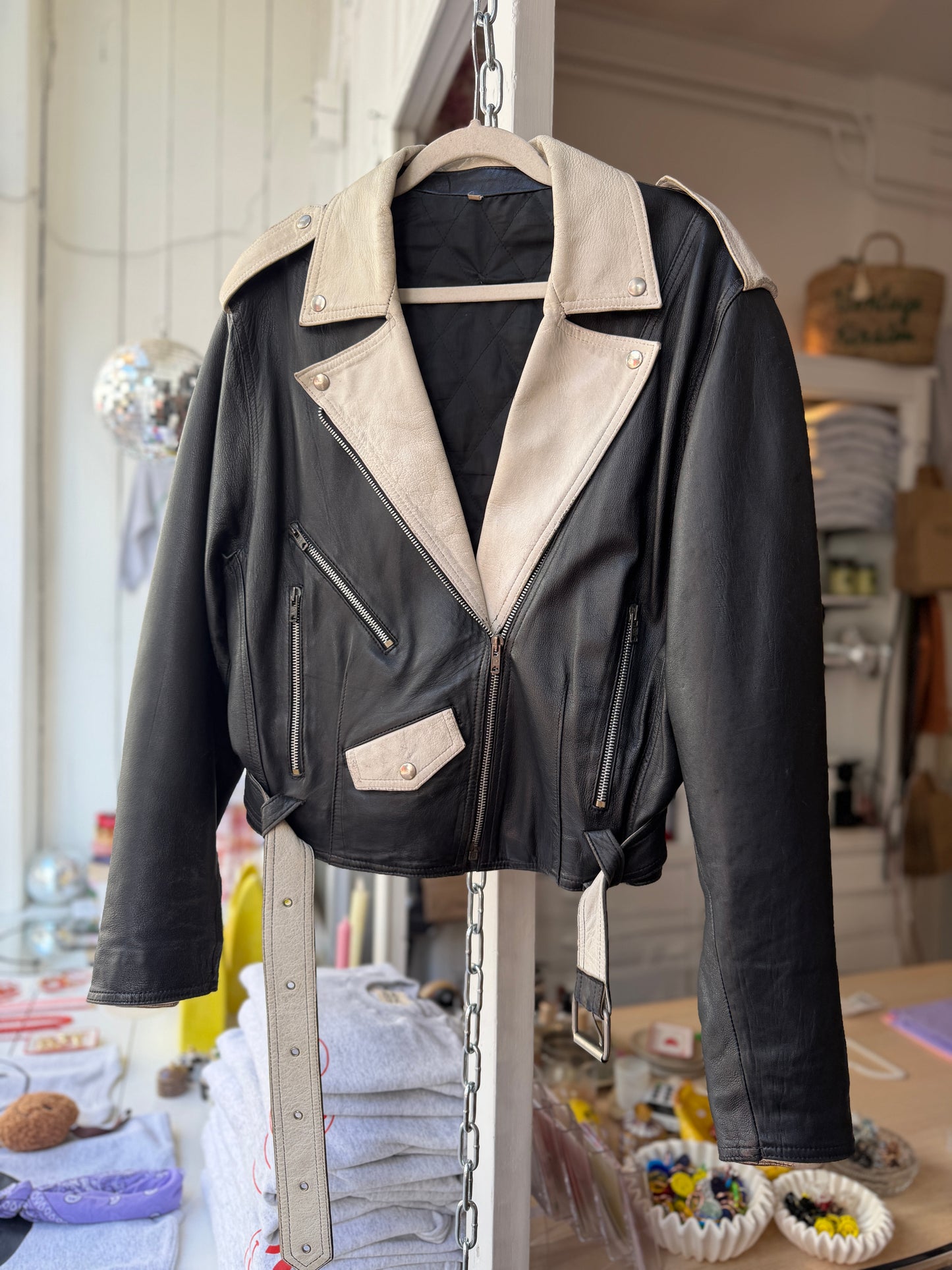 Vintage leren motorjack