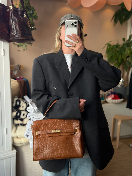 Vintage leren croco tas
