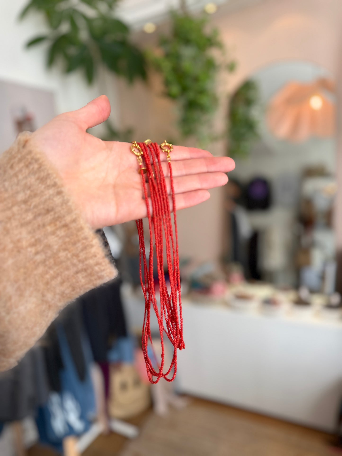 Vintage bloedkoraal ketting (boeislot)