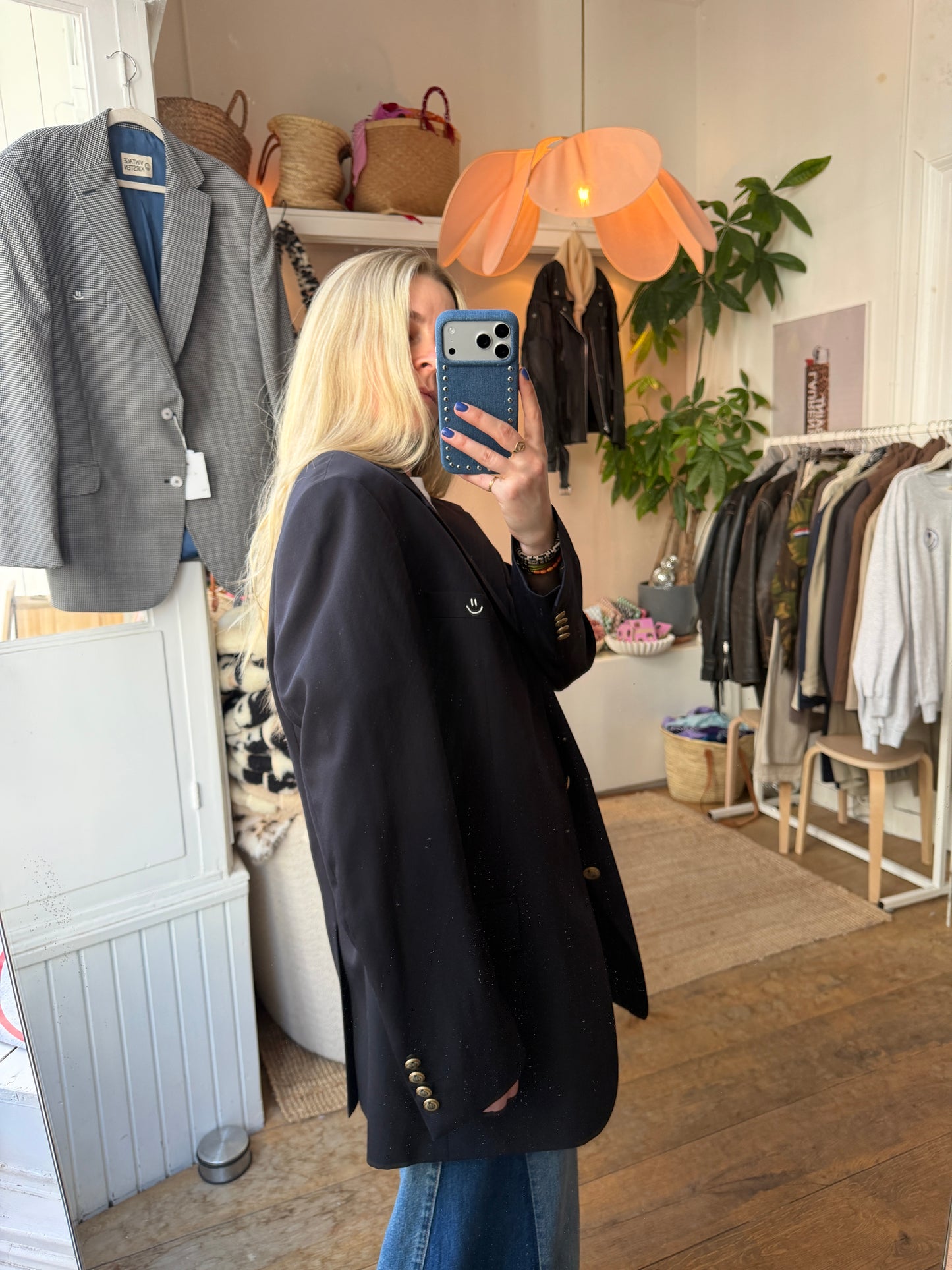 Vintage oversized dark blue blazer