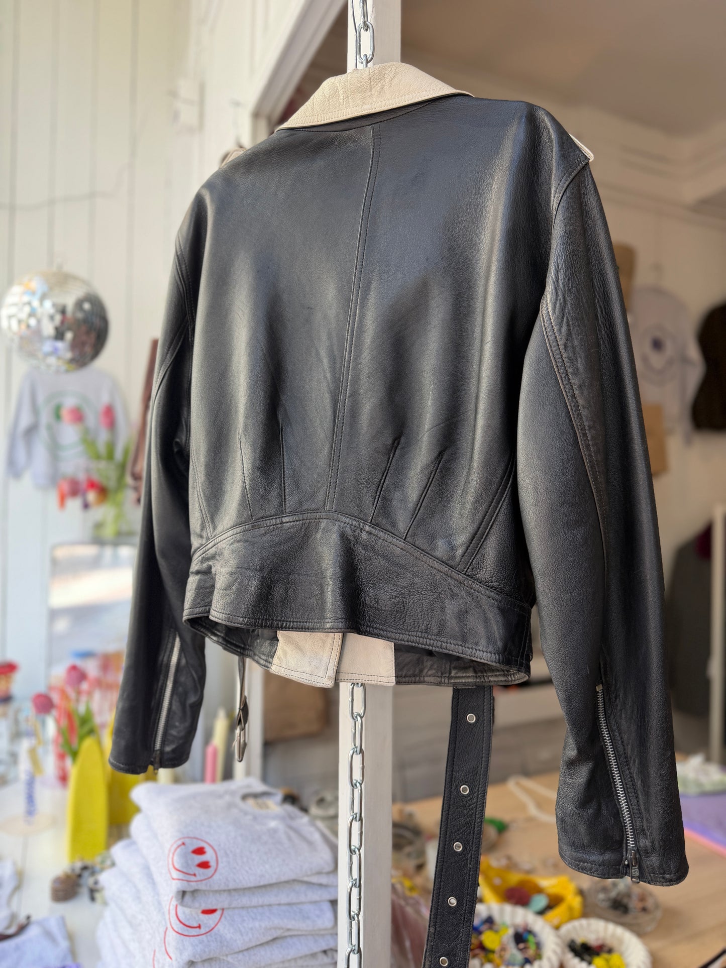 Vintage leren motorjack