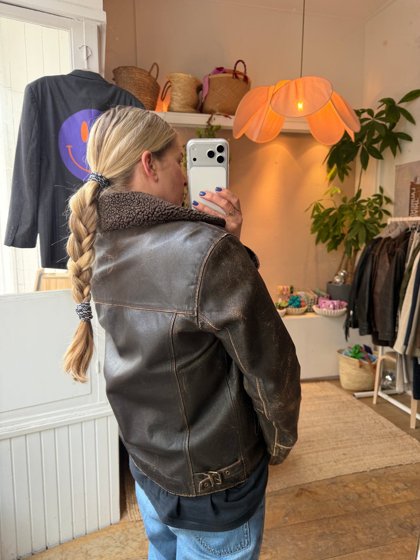 Vintage leren bomberjack