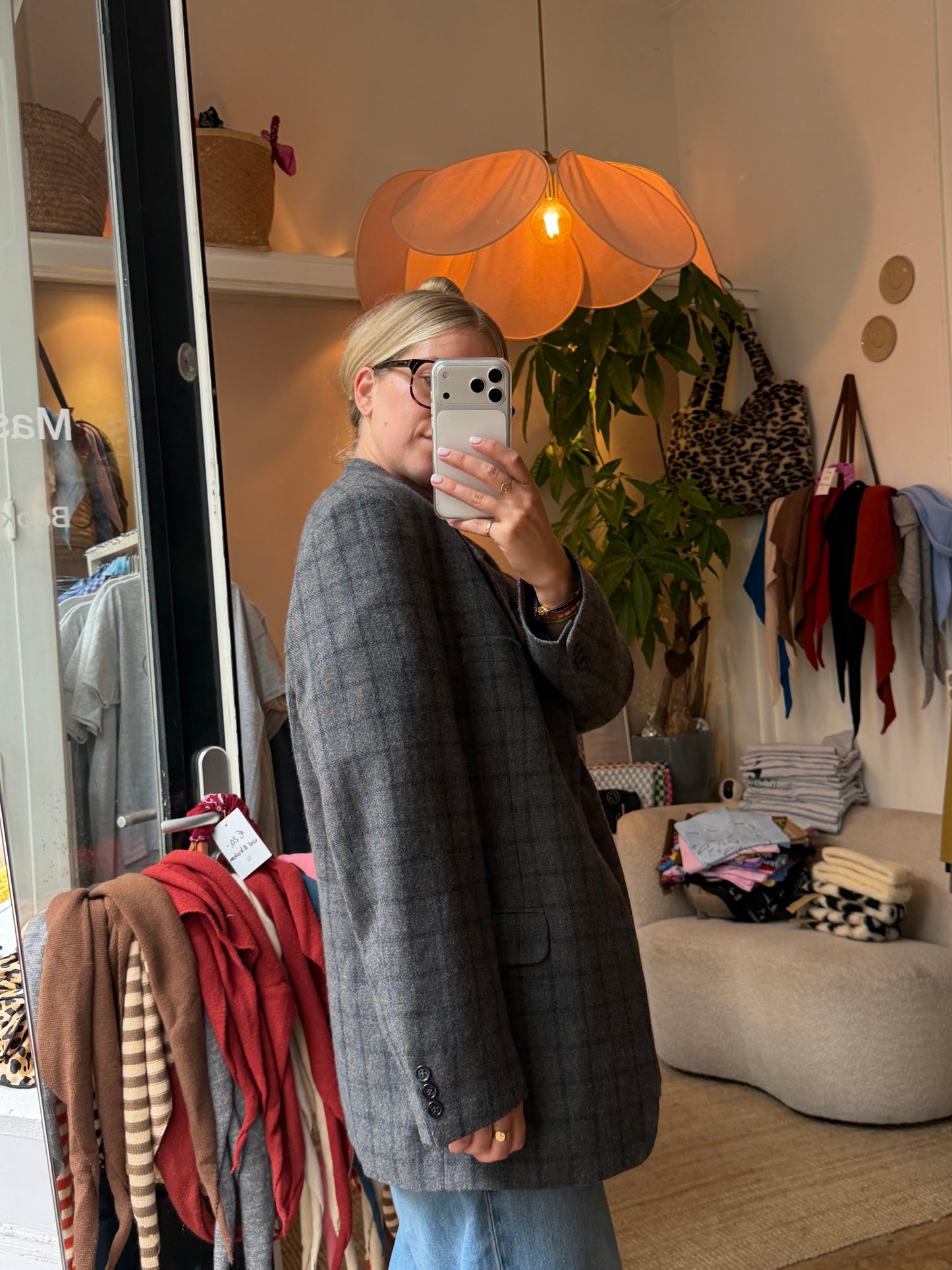 Vintage oversized striped grey wool blazer