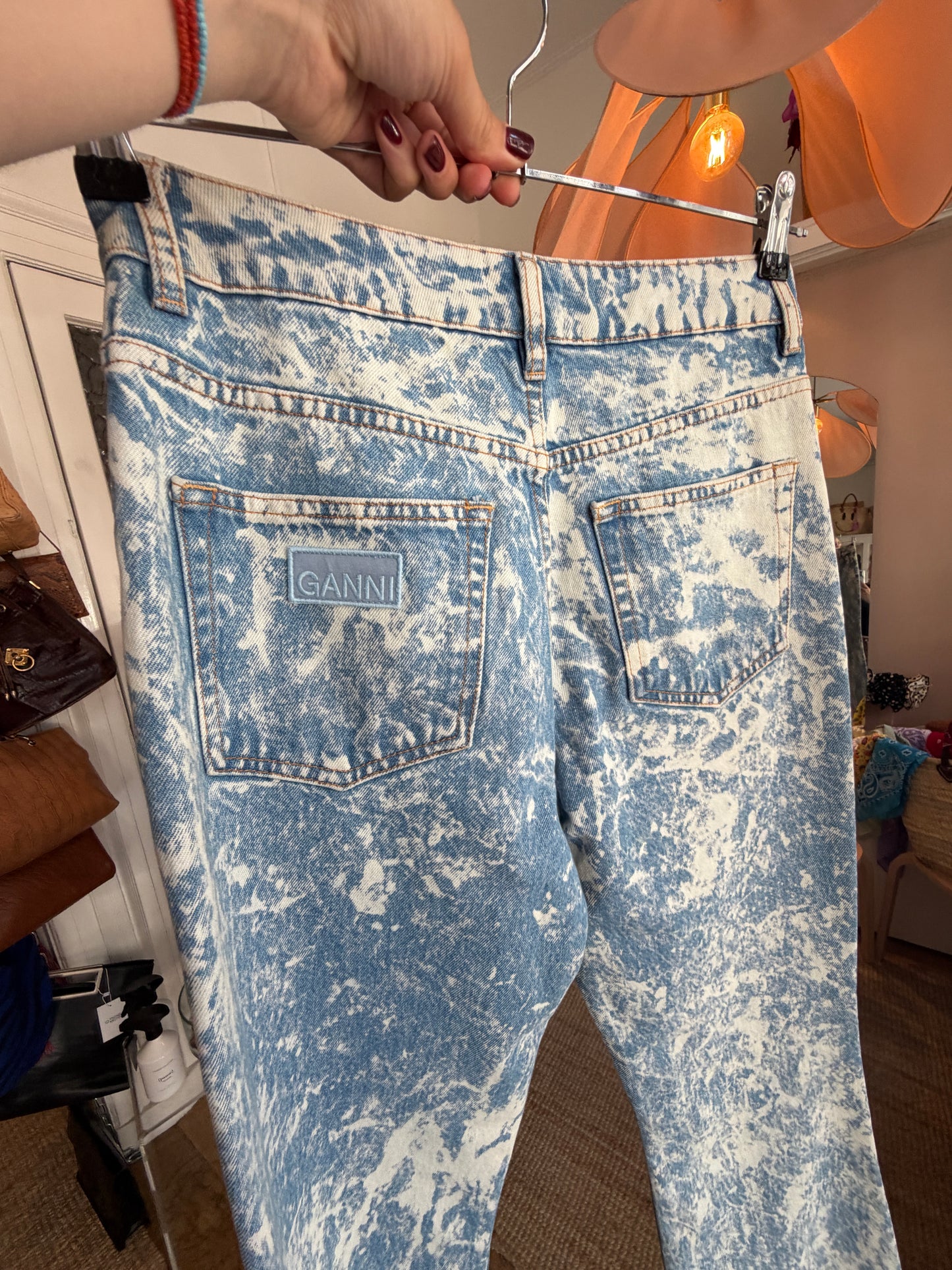 GANNI Betzy bleached cropped jeans