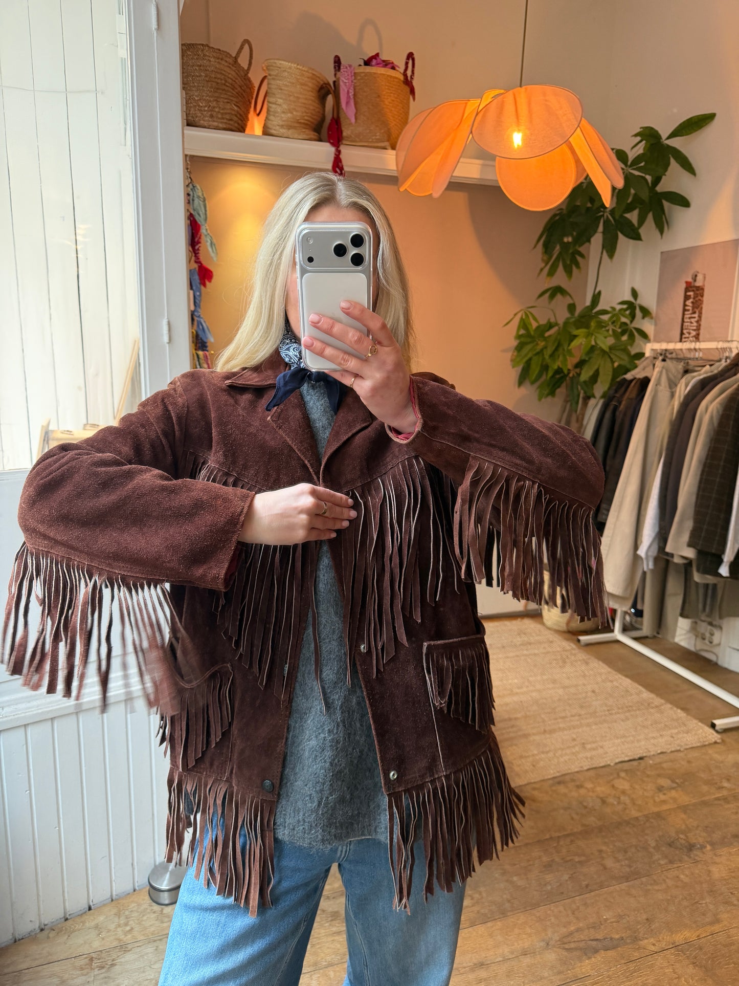 Vintage fringe suede jack