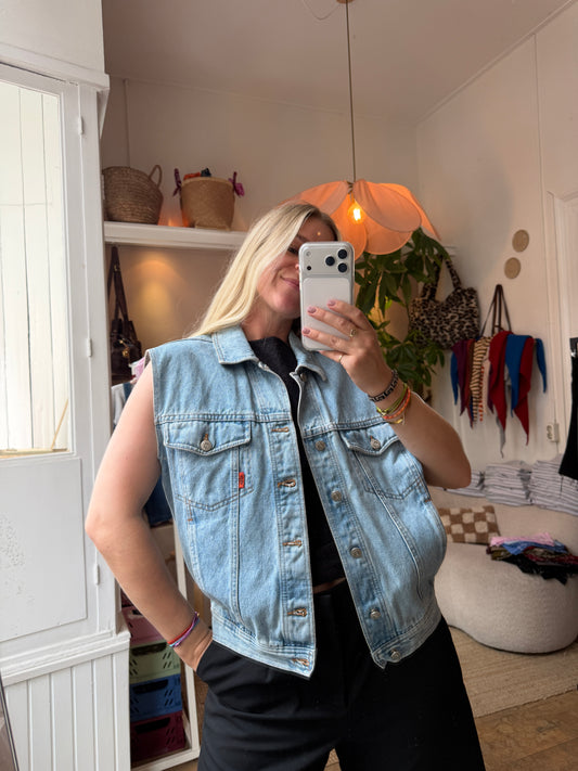 Vintage denim oversized gilet