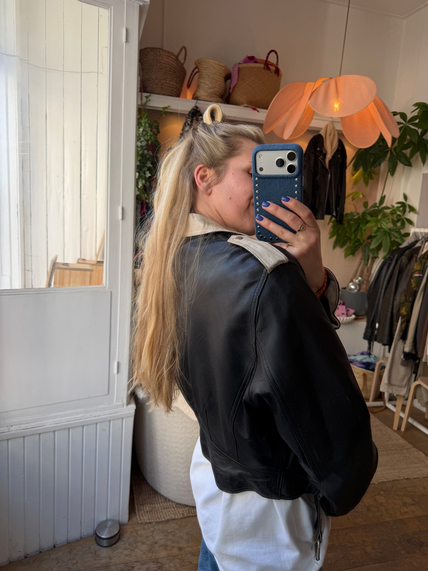 Vintage leren motorjack