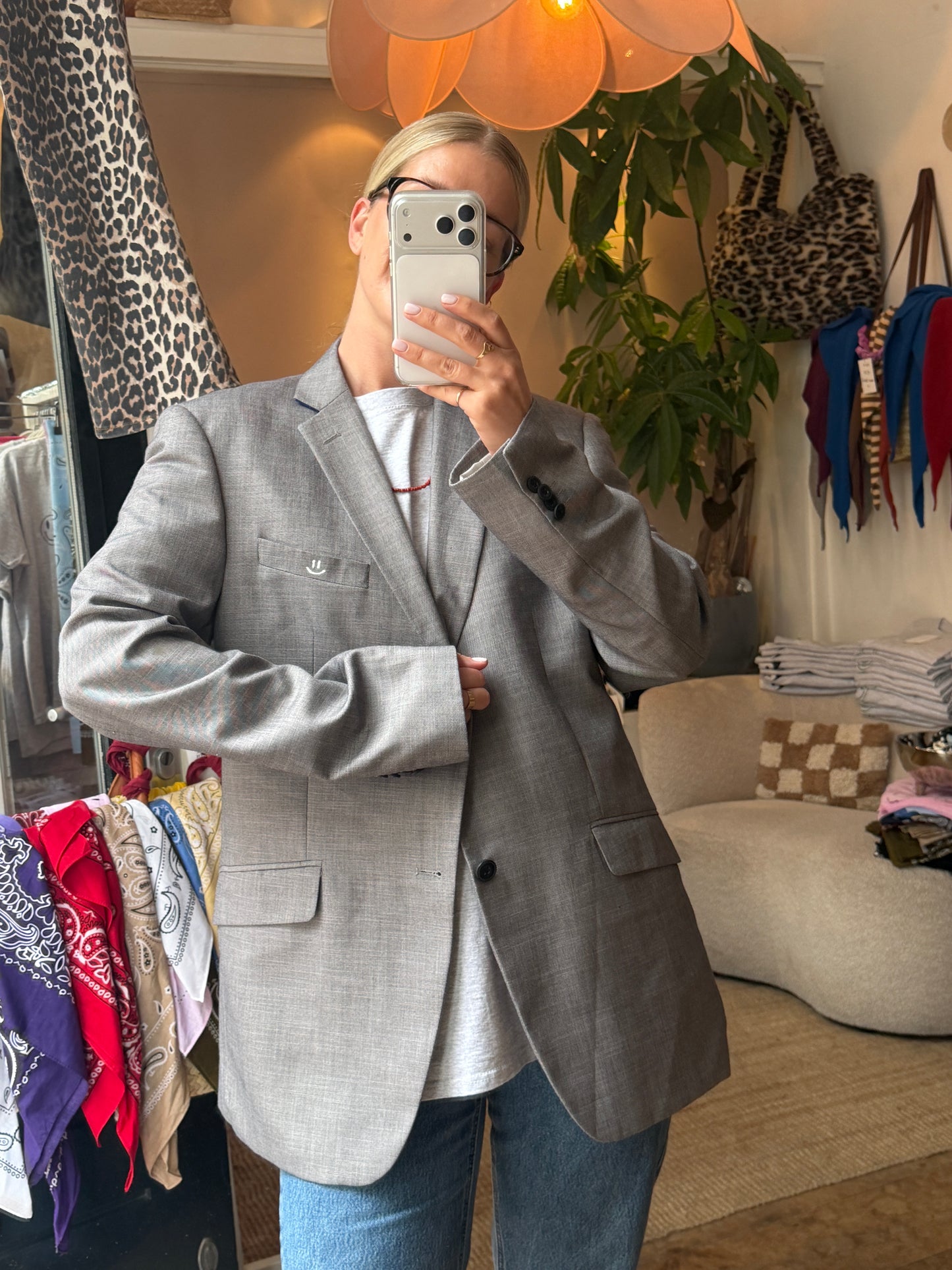 Vintage oversized blazer light grey ◡̈