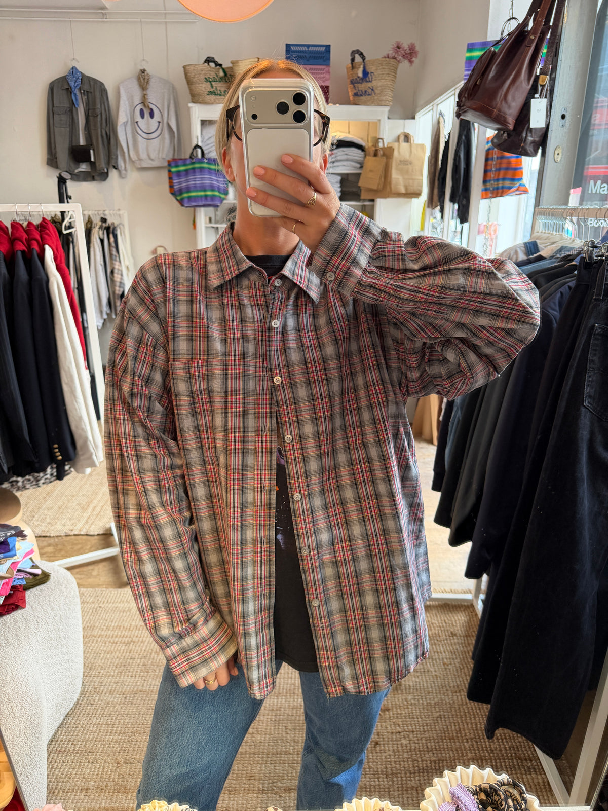 Vintage checked dad blouse