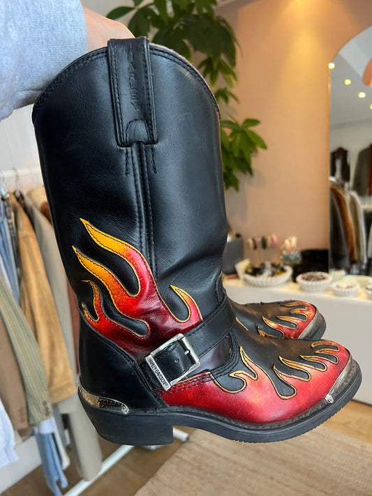 Harley Davidson flaming boots