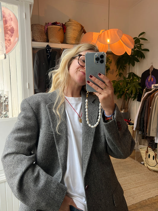 Vintage oversized grijze blazer