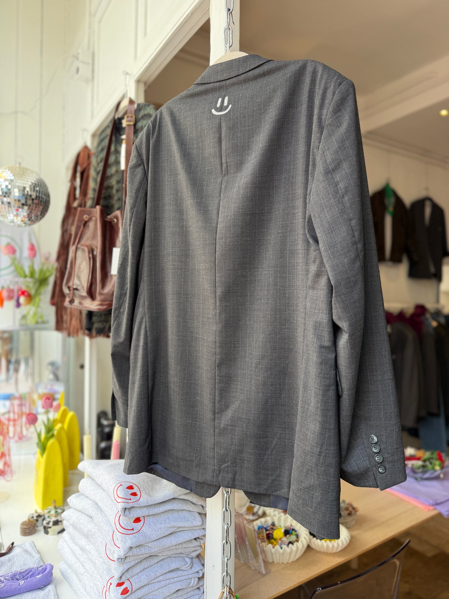 Vintage oversized blazer grijs smile