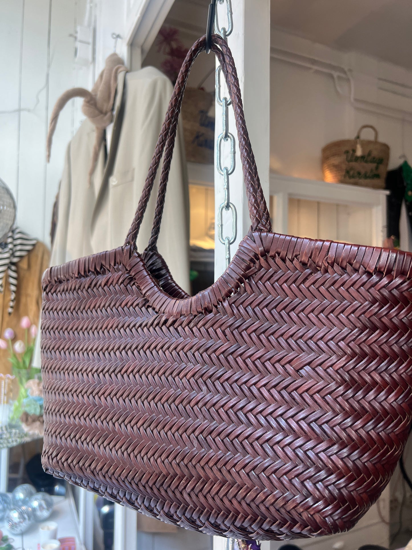 Leather woven bag