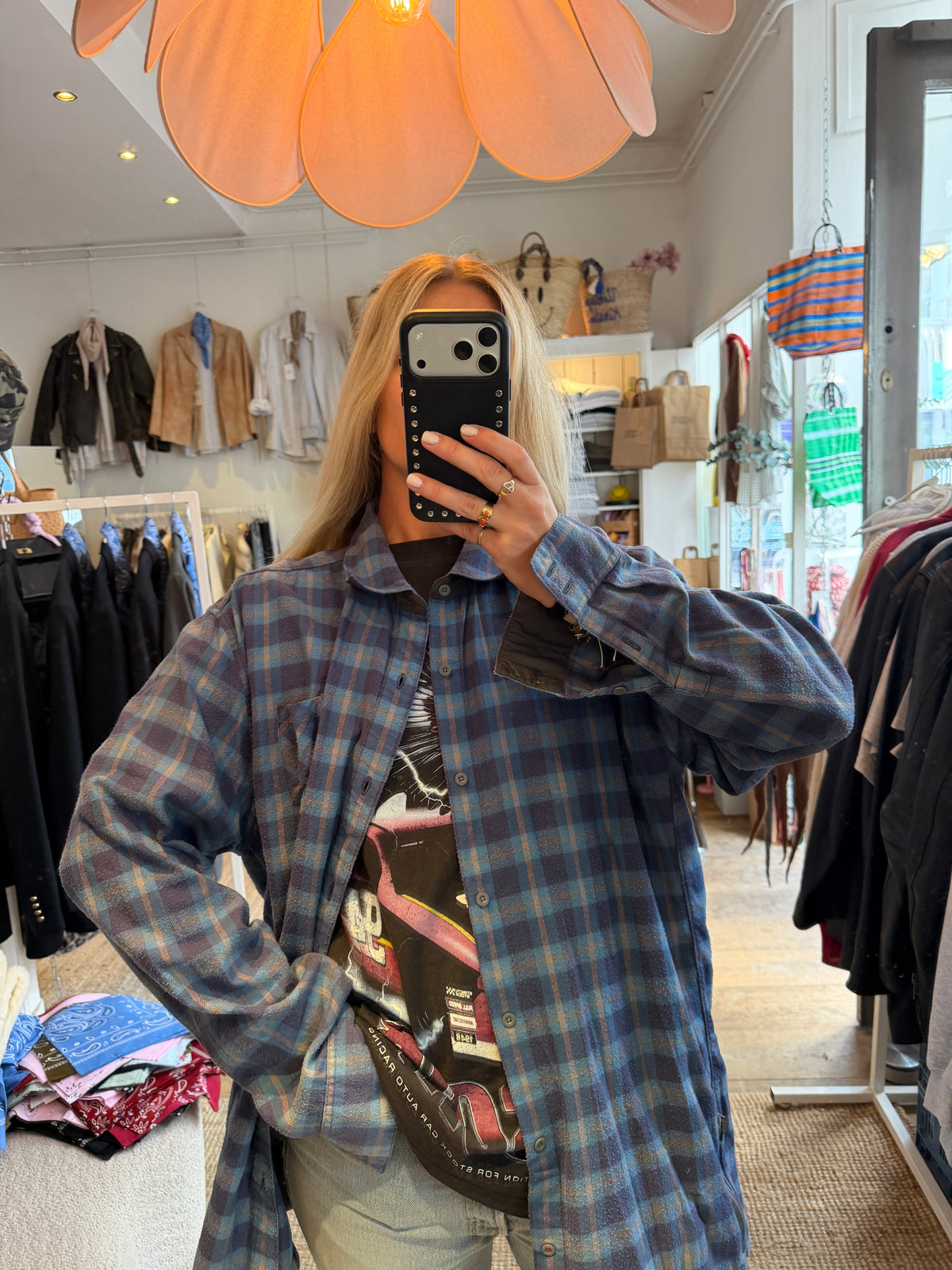 Vintage oversized flanel checked blouse