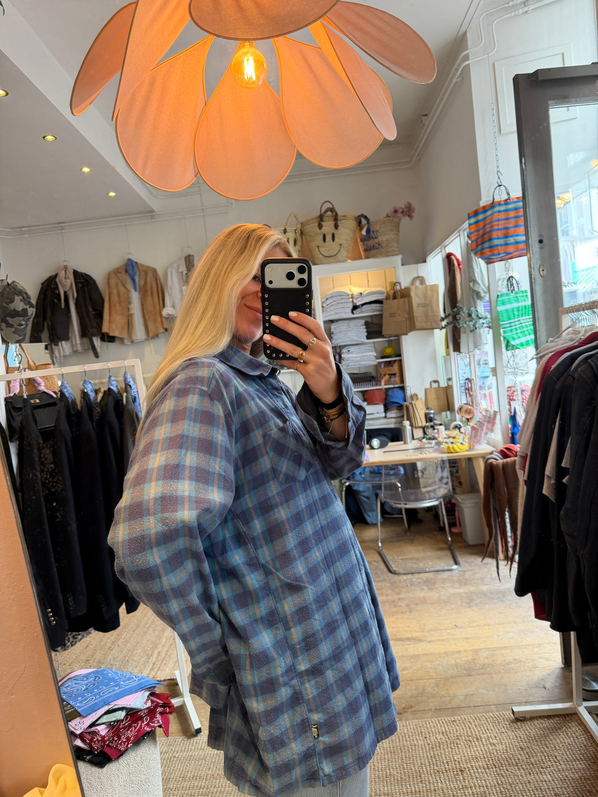 Vintage oversized flanel checked blouse