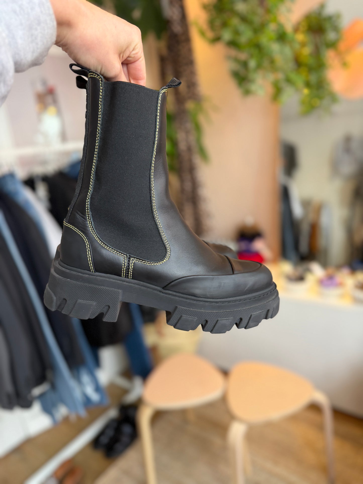 Ganni Chelsea boots black
