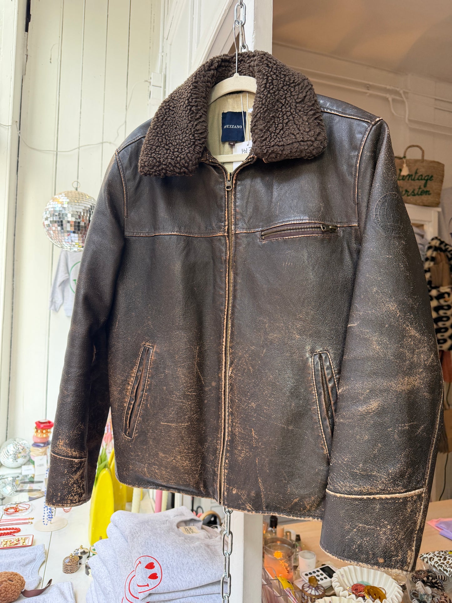 Vintage leren bomberjack