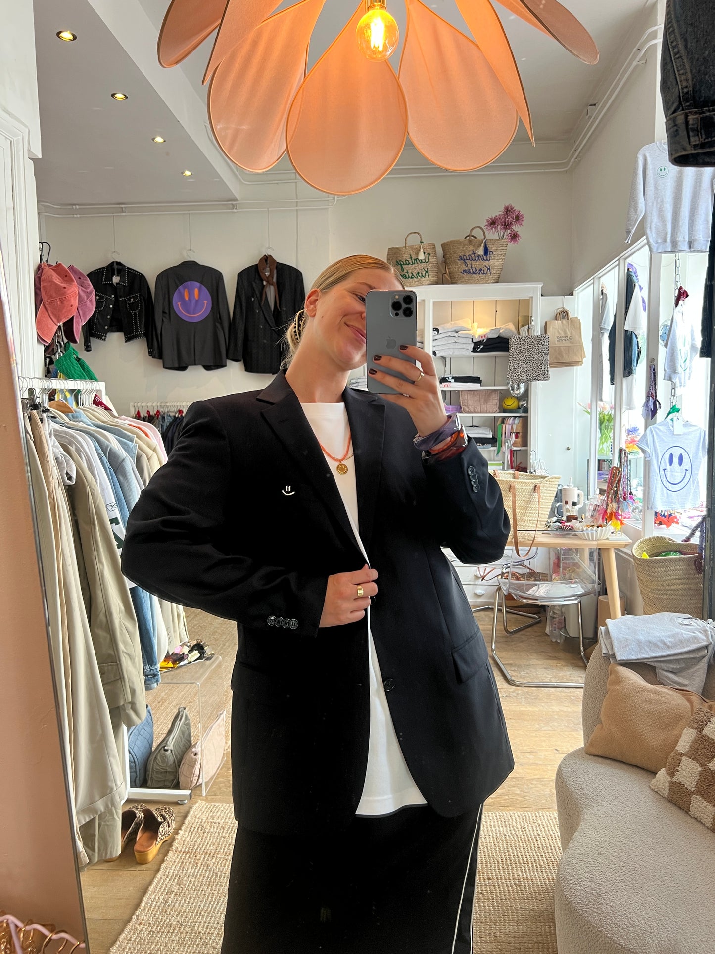 Vintage oversized smiley blazer roze