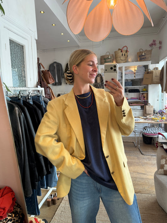 Vintage linnen okergele McGregor blazer