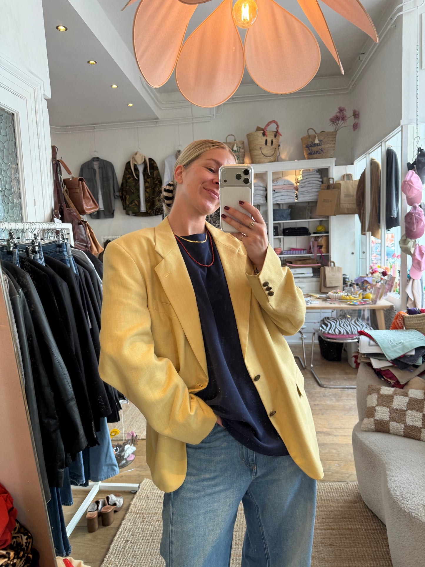 Vintage linnen okergele McGregor blazer