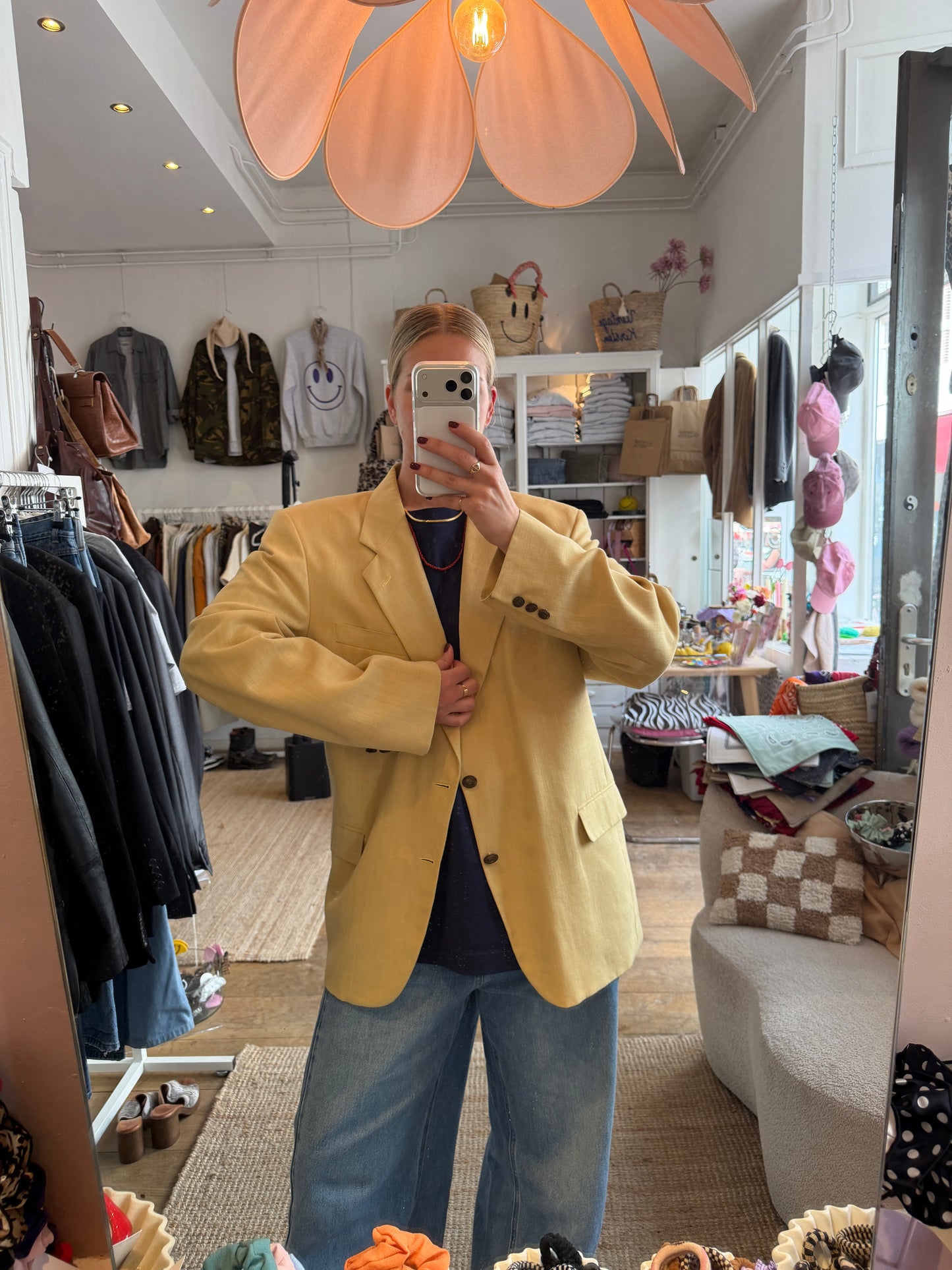 Vintage linnen okergele McGregor blazer