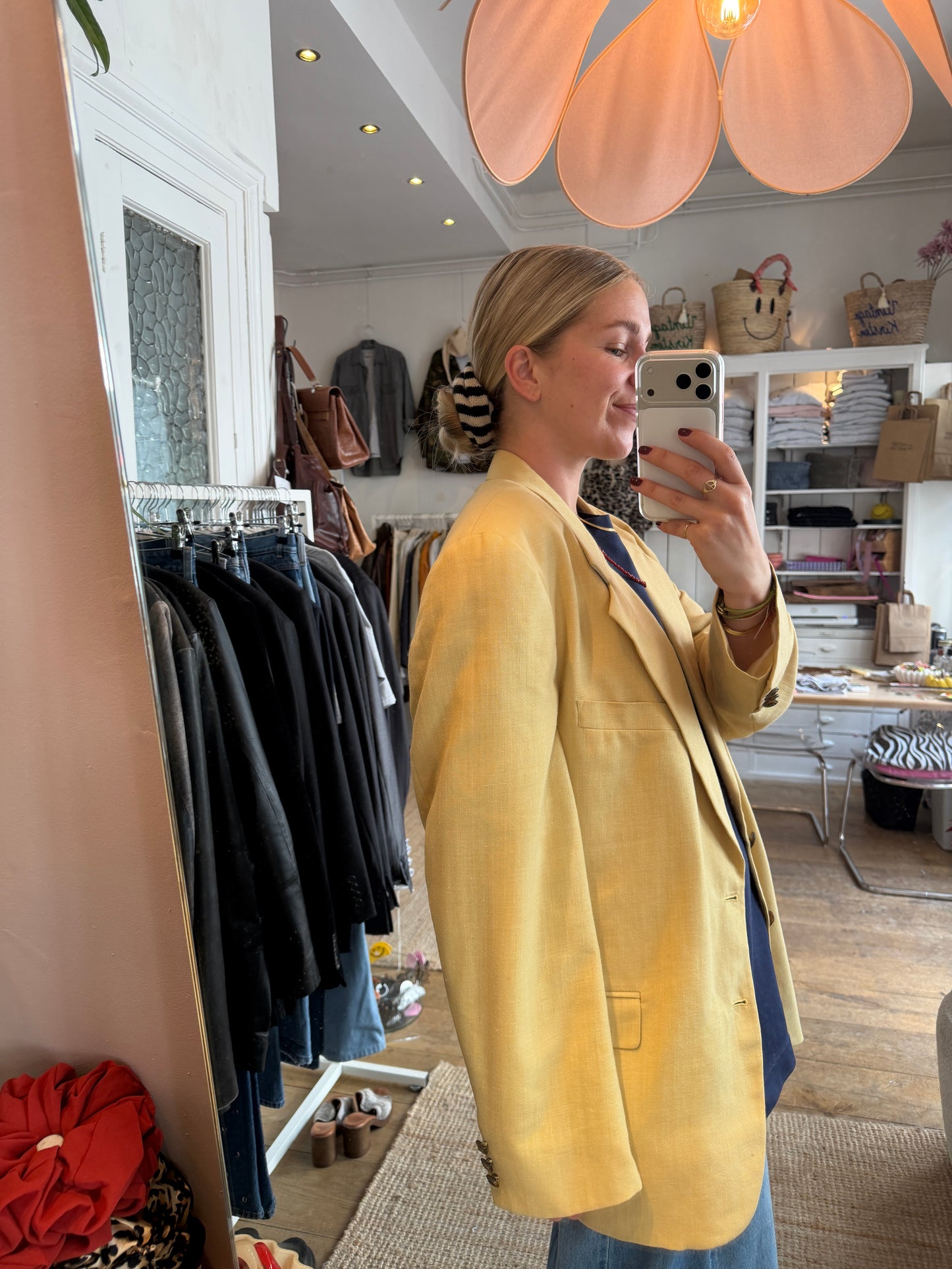 Vintage linnen okergele McGregor blazer
