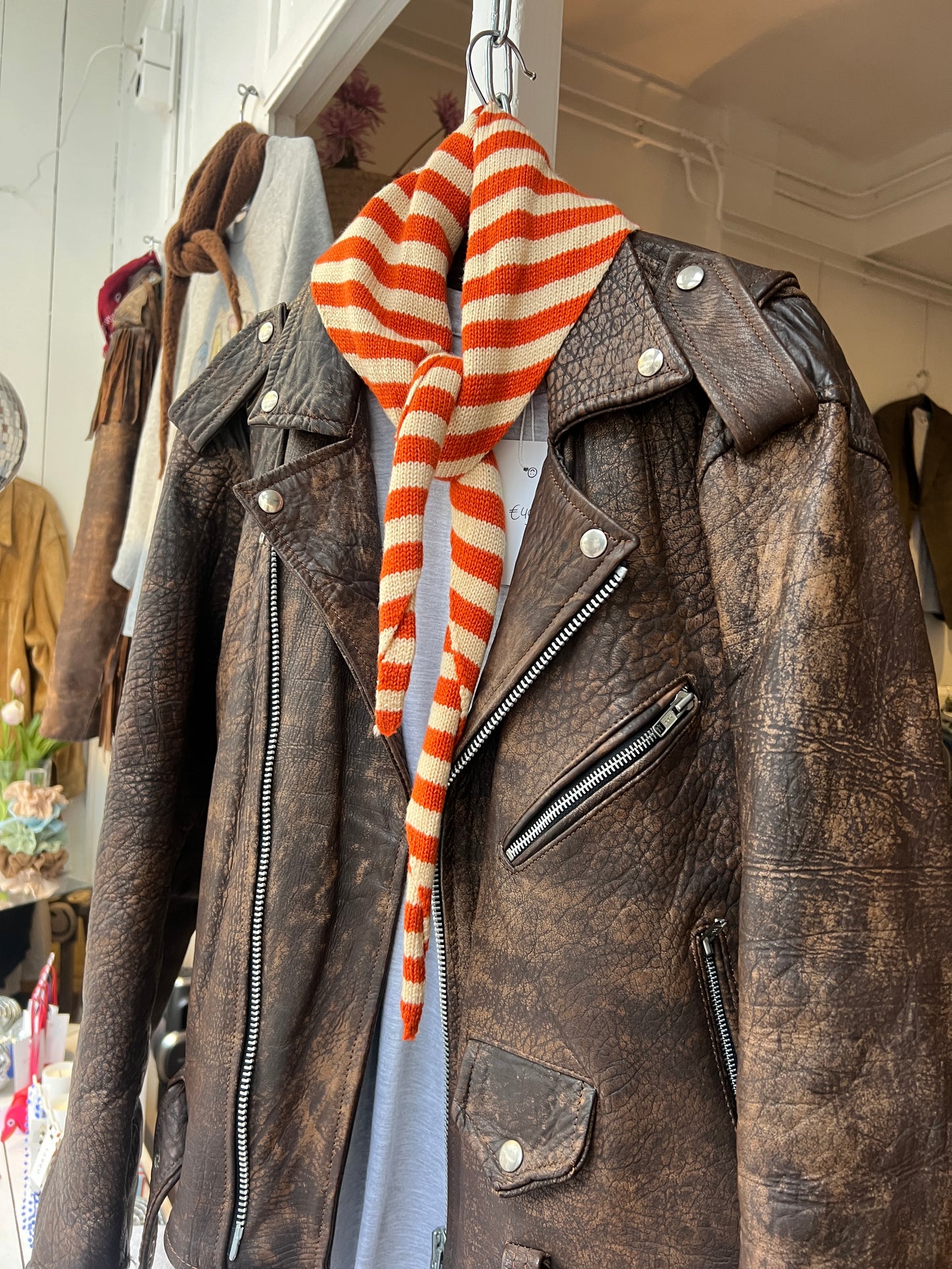 Leather brown bikerjack