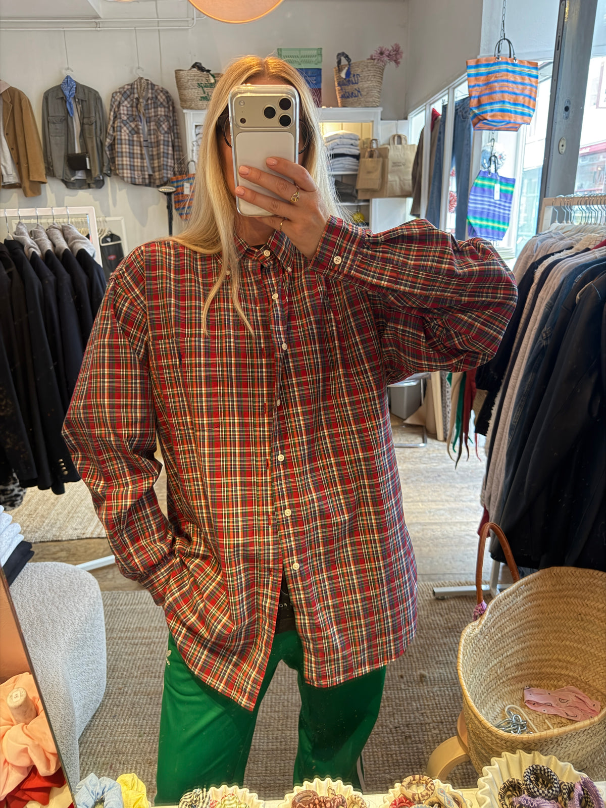 Ralph Lauren oversized checked blouse